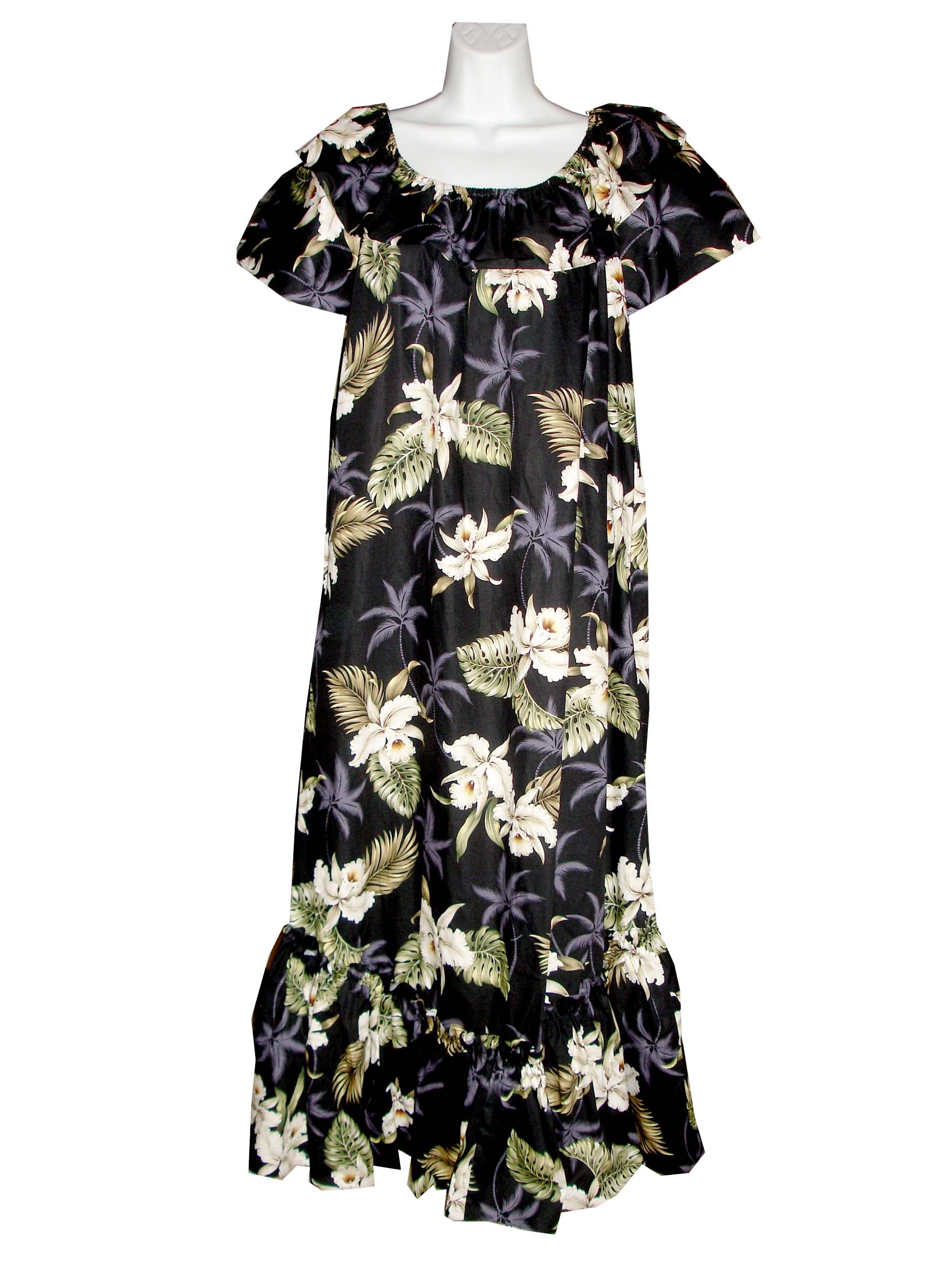 Plus Size Long Cotton Hawaiian Muumuu Dress Classic Orchids Design – KY'S  ALOHA SHIRTS