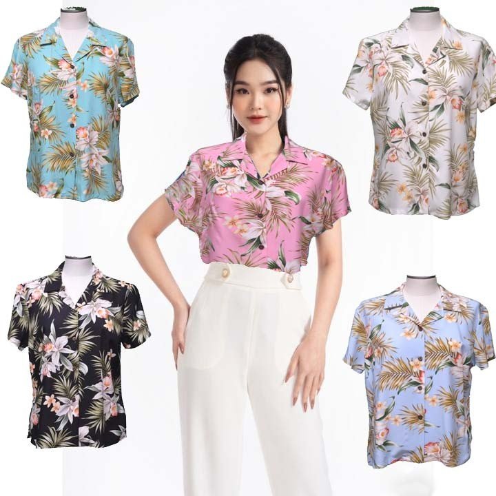 Orchids Rayon Women Camp Shirt main image 1