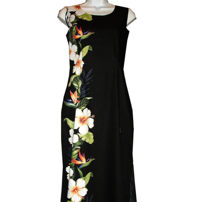 Shining White Hibiscus Long Hawaiian Tank Dresses Shining White Hibiscus Long Hawaiian Tank Dresses