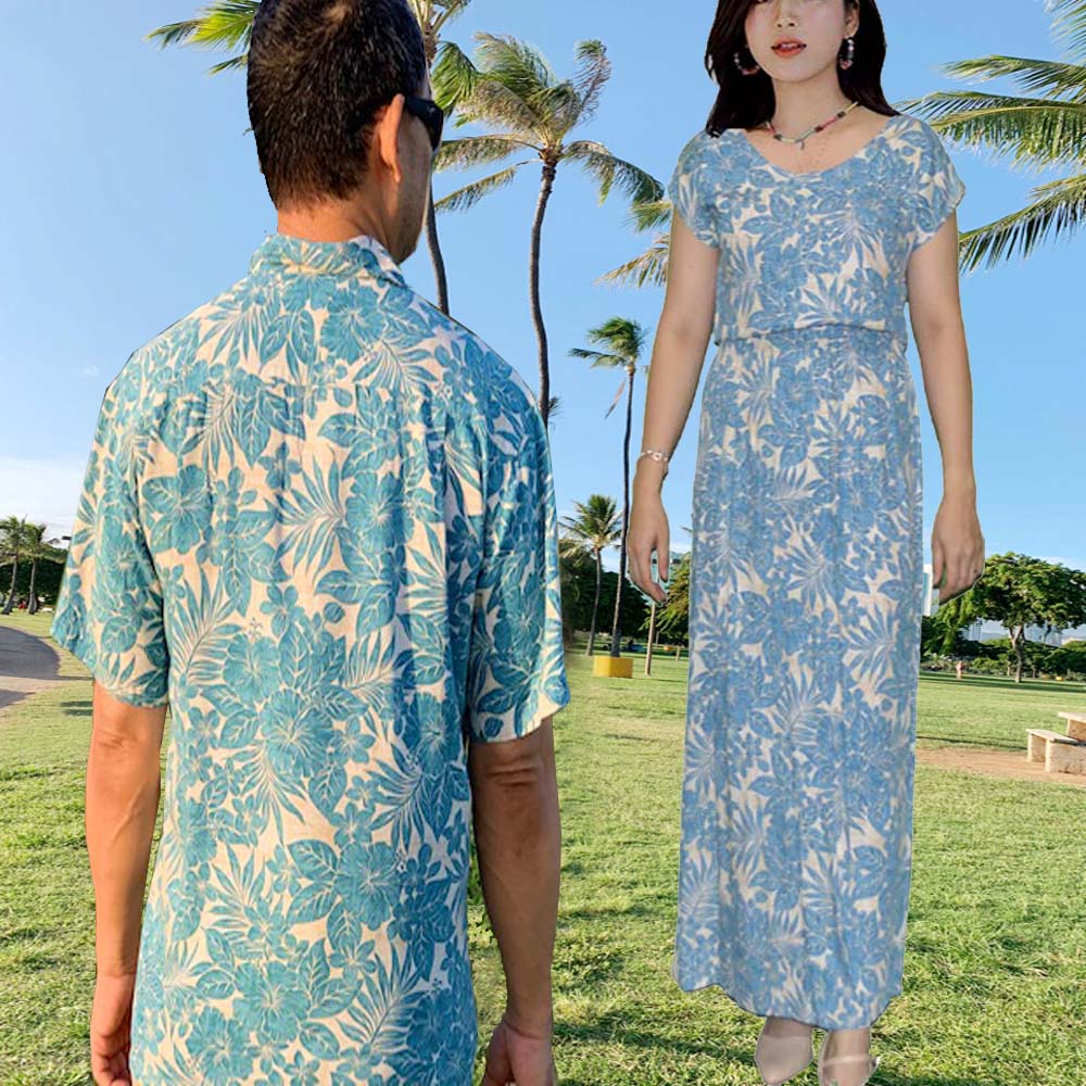 Ky's Wahiawa Tropical Navy Blue Cotton Men's Slim Fit Hawaiian Shirt