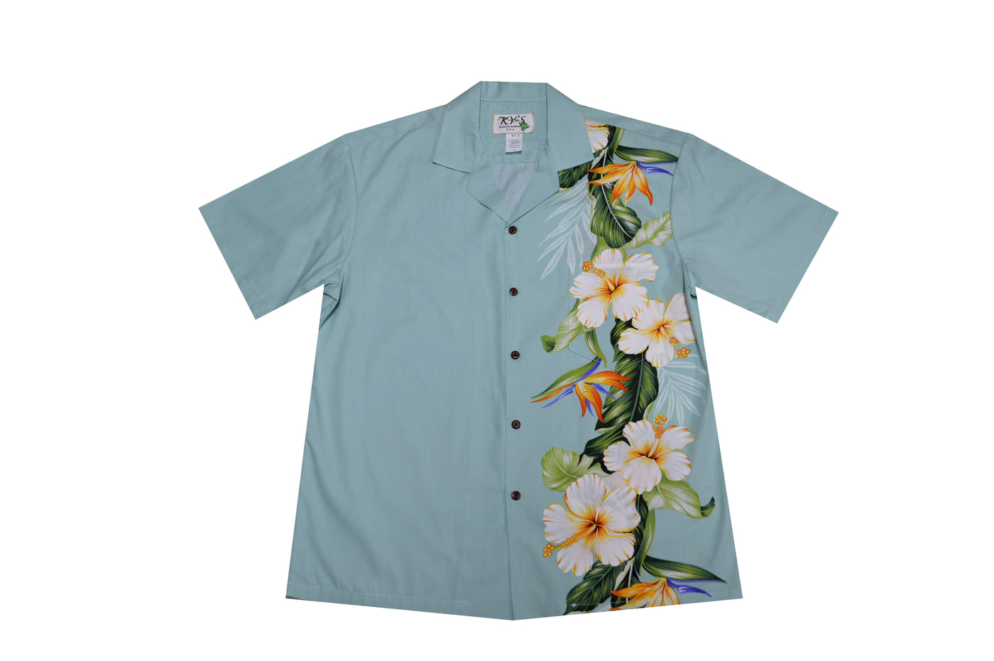 Hibiscus Shining Panel Cotton Aloha Shirt