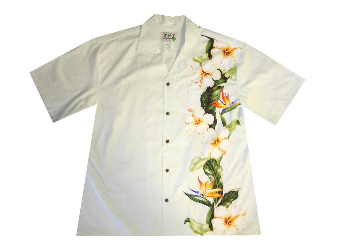 Hibiscus Shining Panel Cotton Aloha Shirt