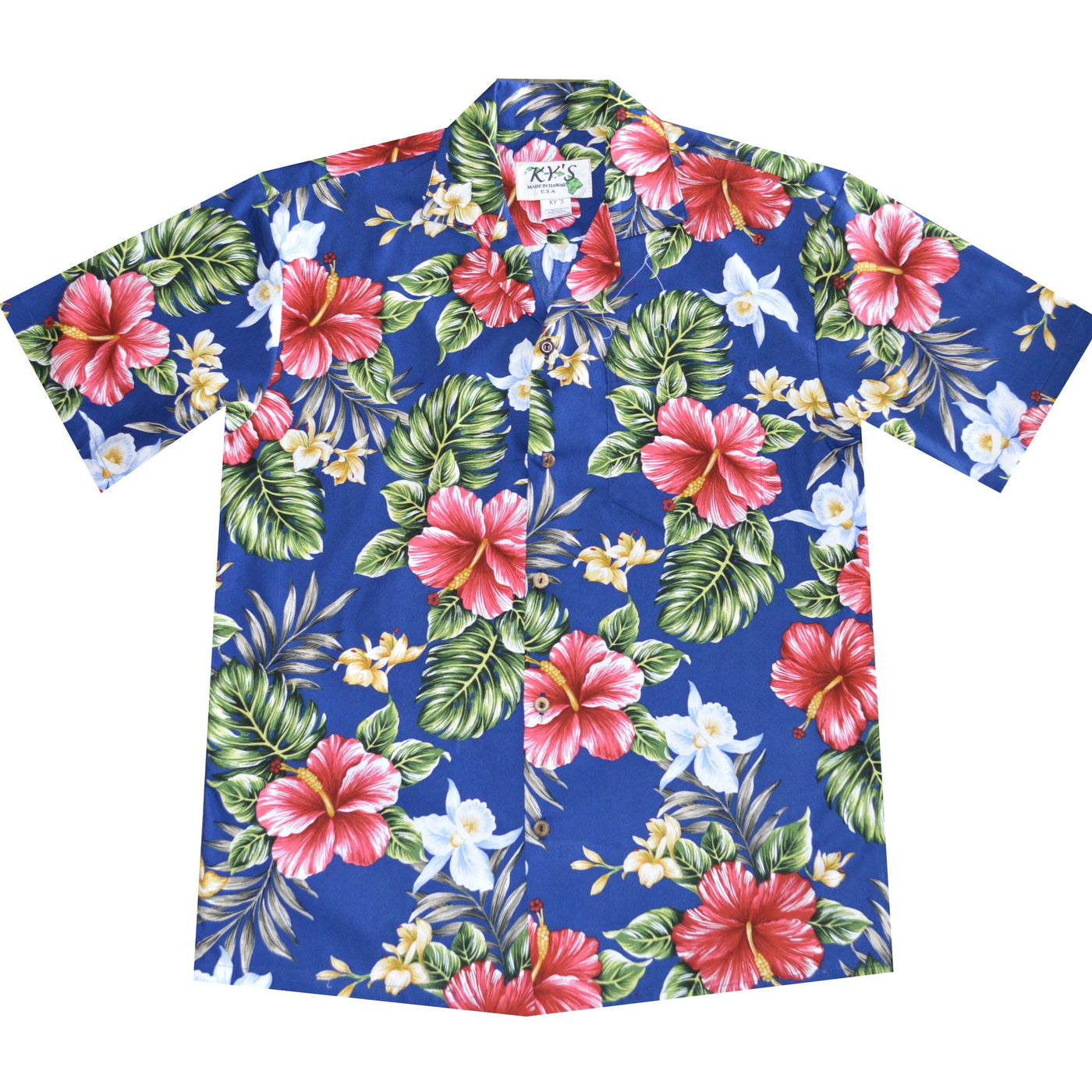 Kahala Hibiscus Men’s Hawaiian Shirt - Red Hibiscus floral print