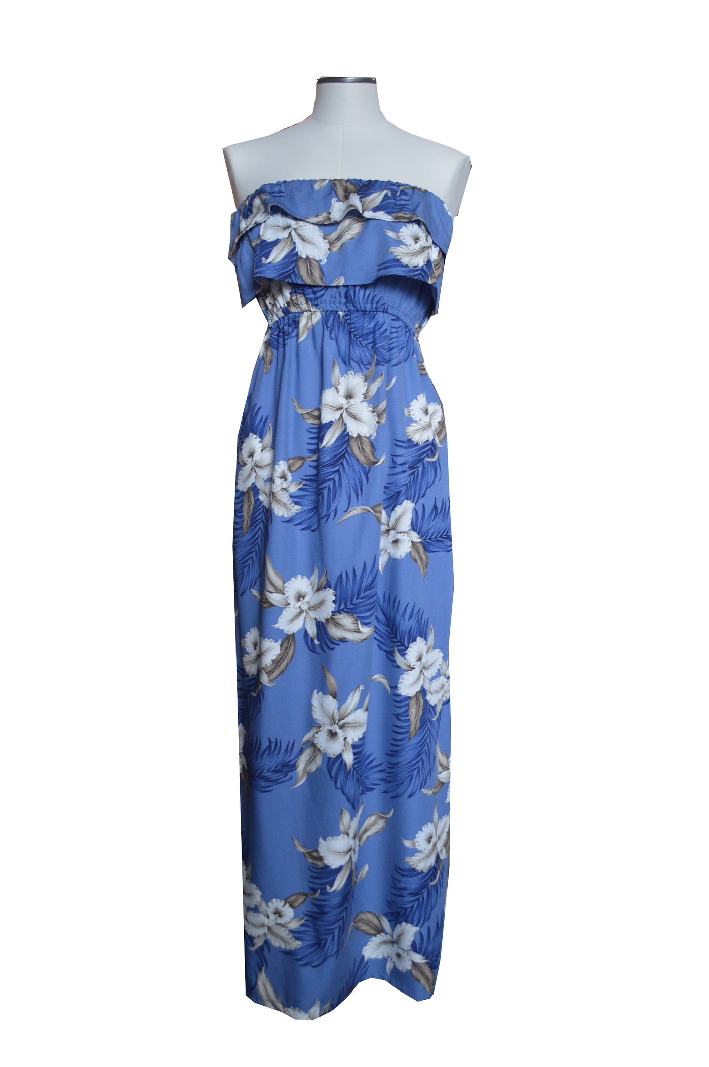 Orchids Strapless Tube Summer Maxi Dress with Slit Made in Hawaii