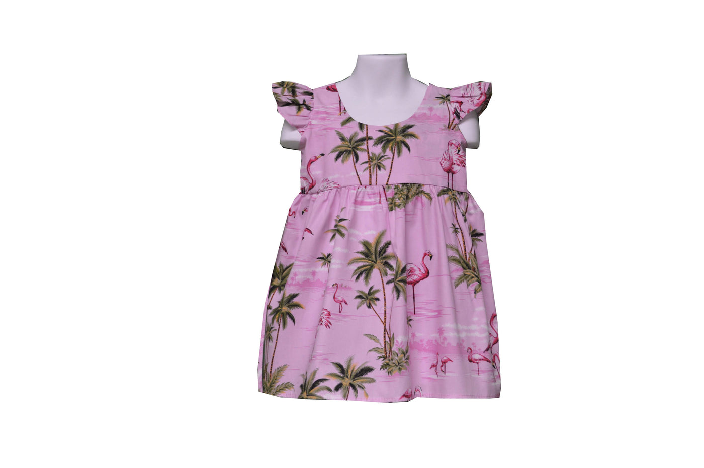 Little Girl Hawaiian Dress Flamingo and Palm Tree Design