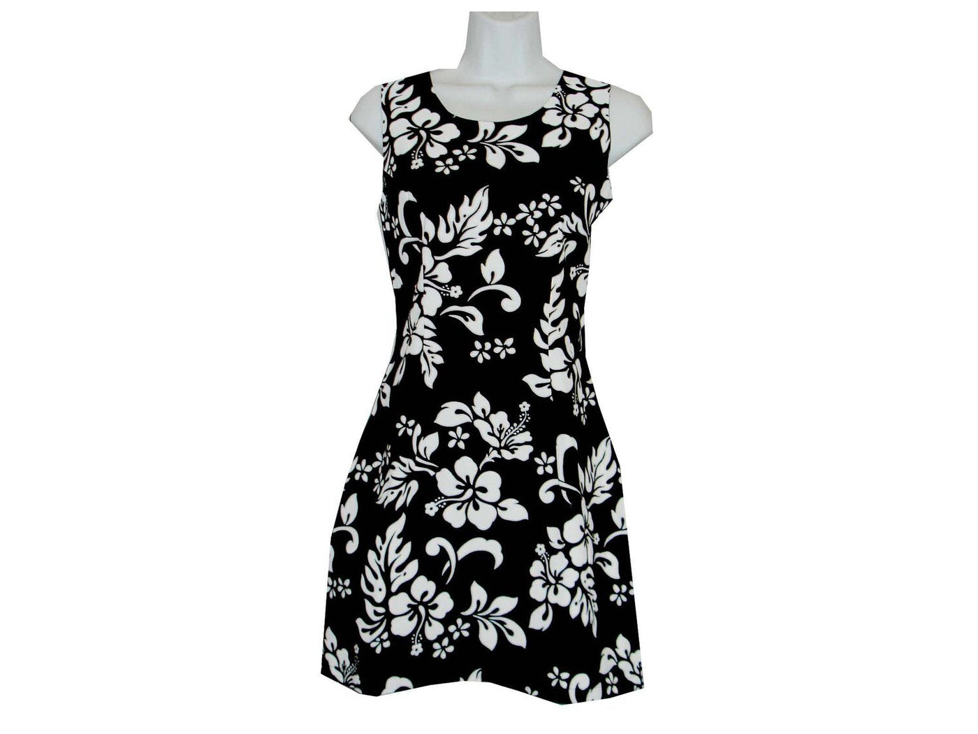 Black Hawaiian Tanks Dress with Classic Hibiscus Print