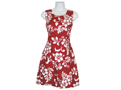 Black Hawaiian Tanks Dress with Classic Hibiscus Print