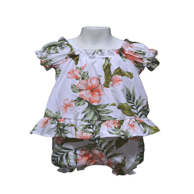 Coral Hibiscus Toddler Girl Hawaiian Dress Set