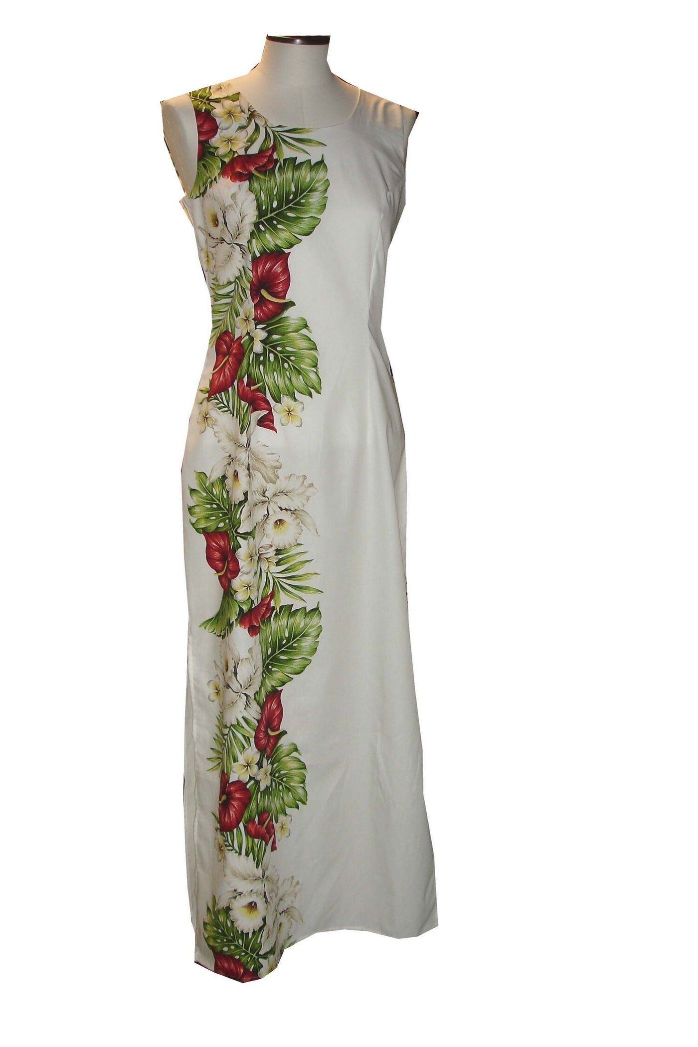 Kona Tropical Flowers Border Design Long Tank Dress 100% Cotton