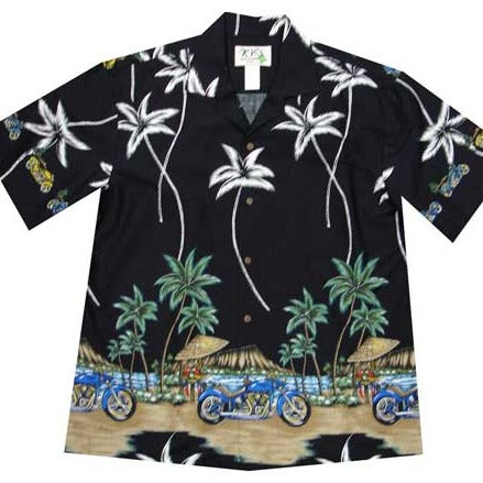 Motorcycle Diamond Head Cotton Aloha Shirt