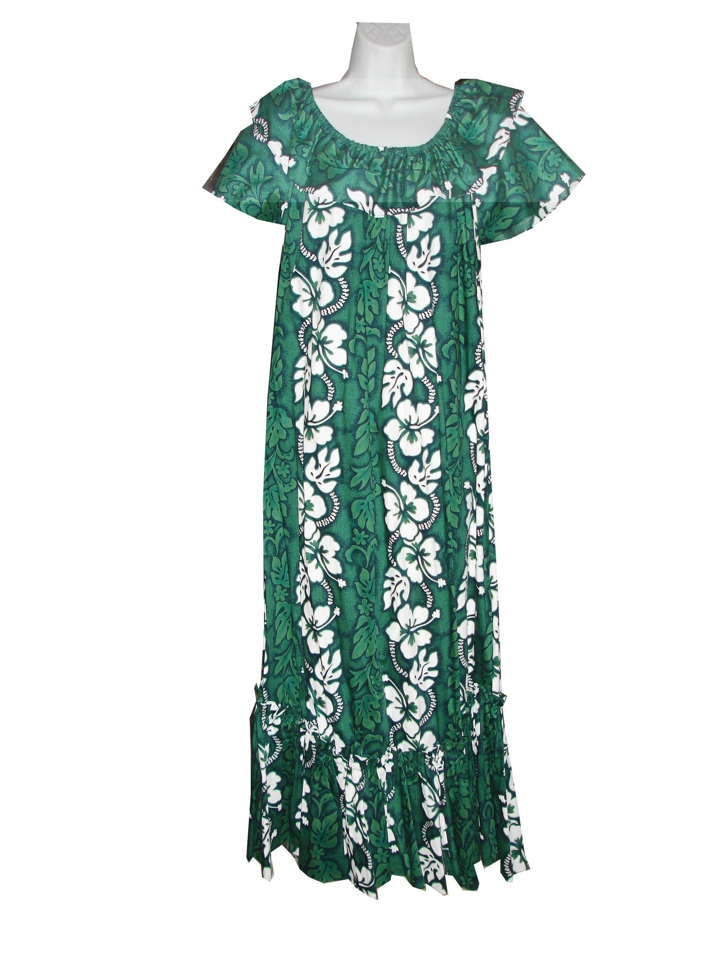 Lei Royal Pattern Plus Size Long Cotton Hawaiian Muumuu Dress