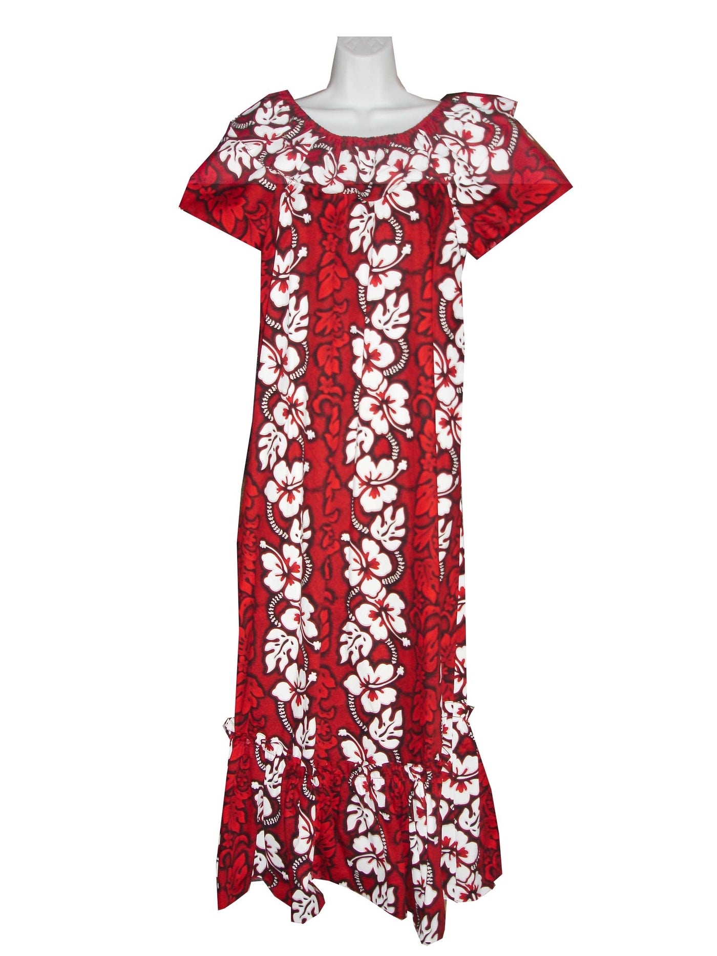 Lei Royal Pattern Plus Size Long Cotton Hawaiian Muumuu Dress