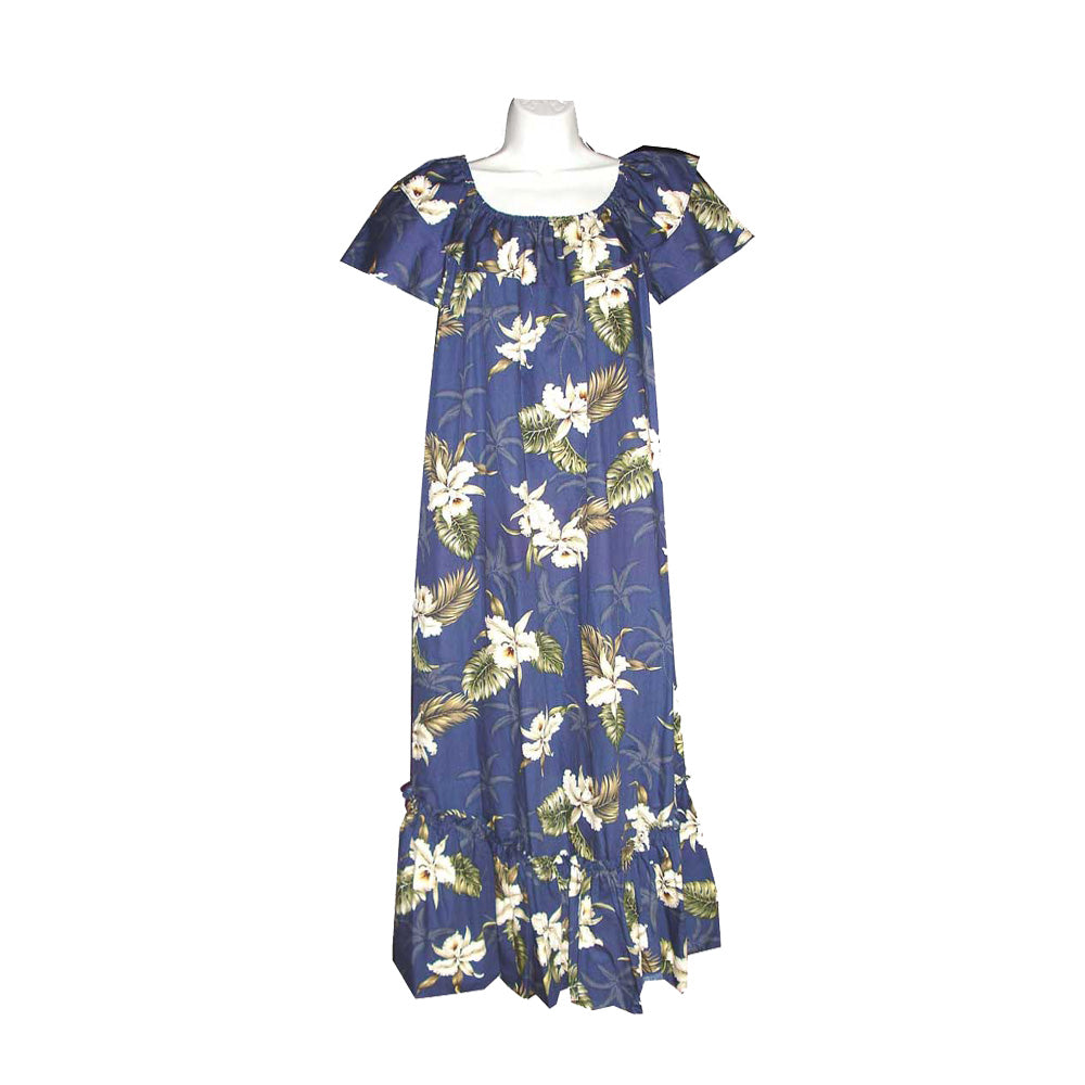 long muumuu dresses Long Ruffle Muumuu Dress Lanai Adventure Coral / XS