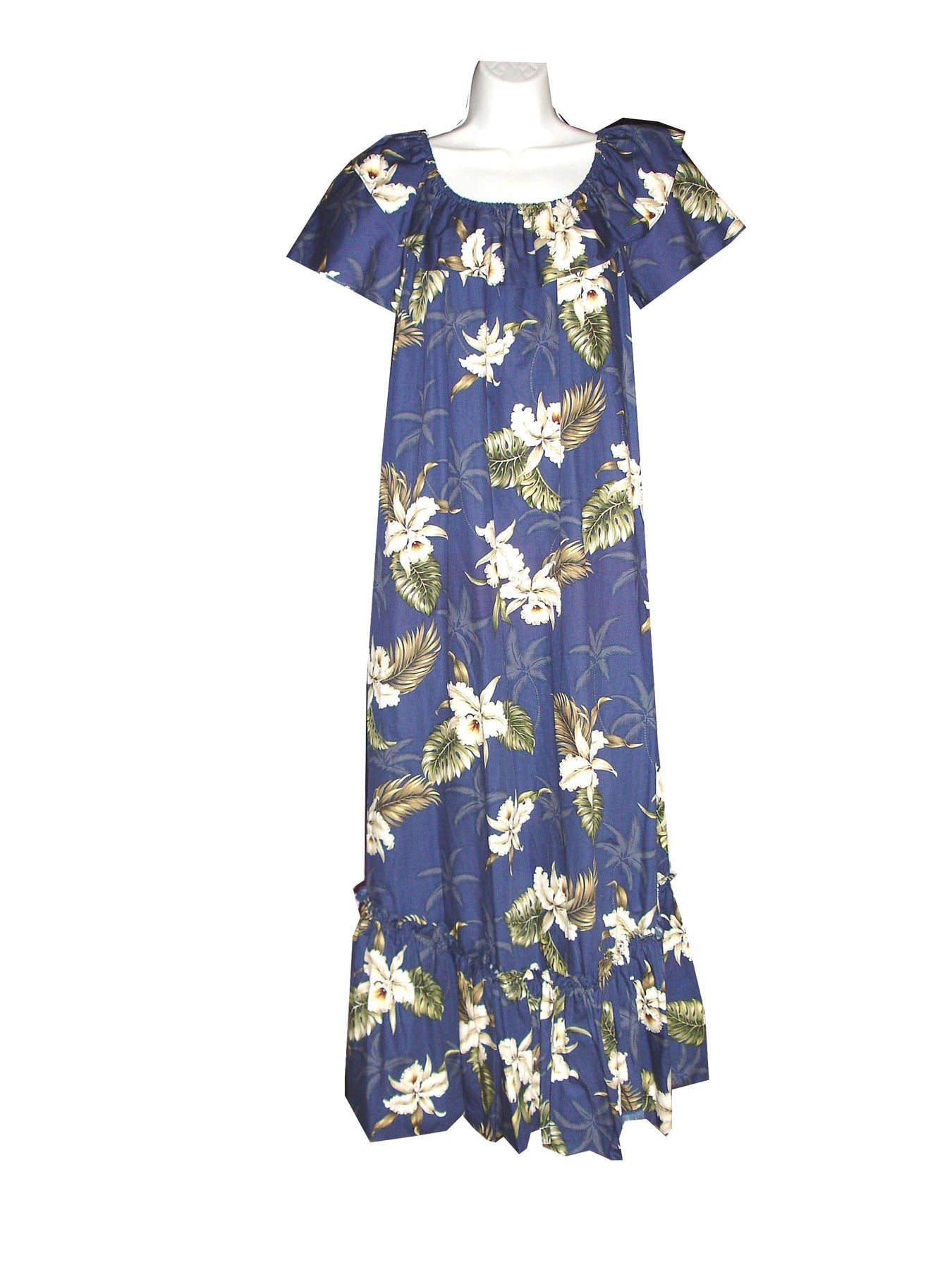 Plus Size Long Cotton Hawaiian Muumuu Dress Classic Orchids Design KY'S ALOHA SHIRTS Plus Size Long Cotton Hawaiian Muumuu Dress Classic Orchids Design KY'S ALOHA SHIRTS