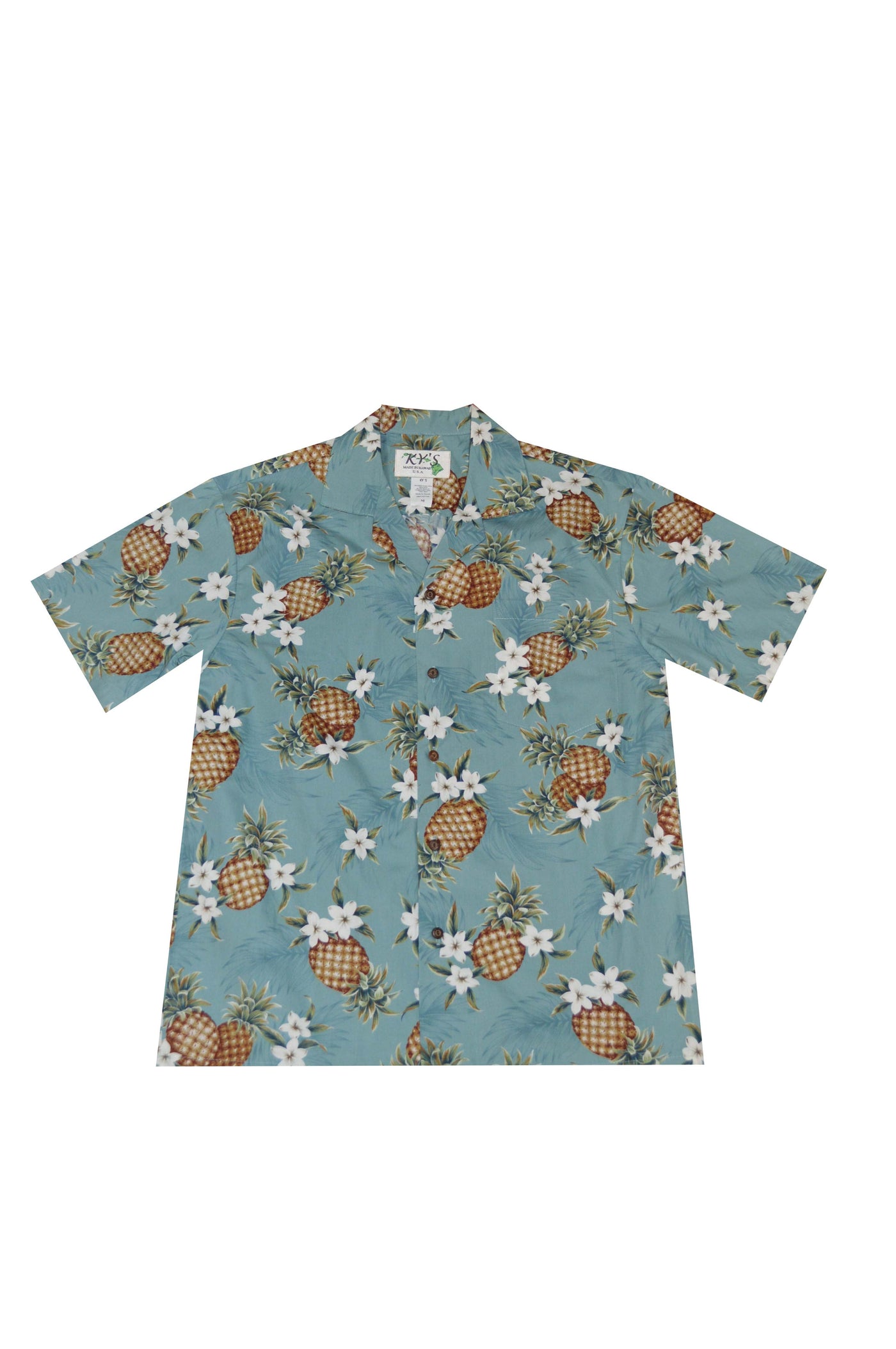 Cotton Hawaiian Shirt Golden Pineapple-BLue