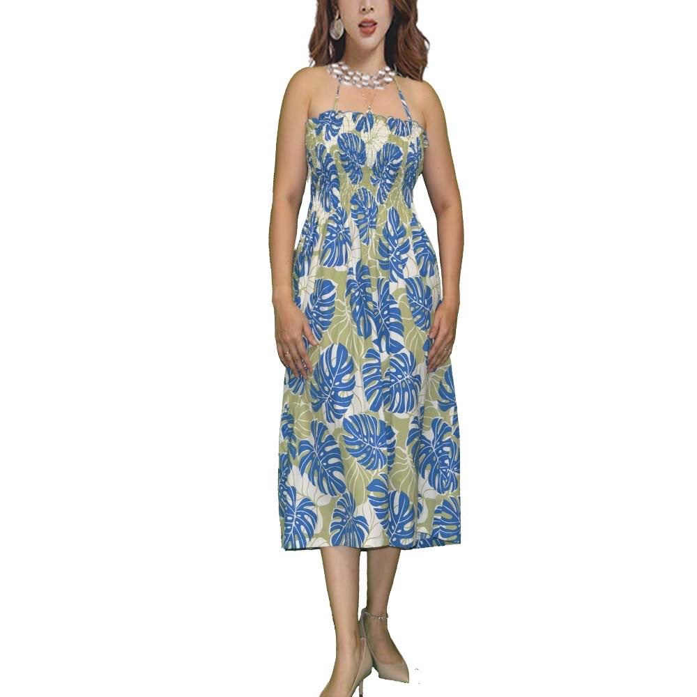 Monstera Maxi Hawaiian Summer Beachwear Dress