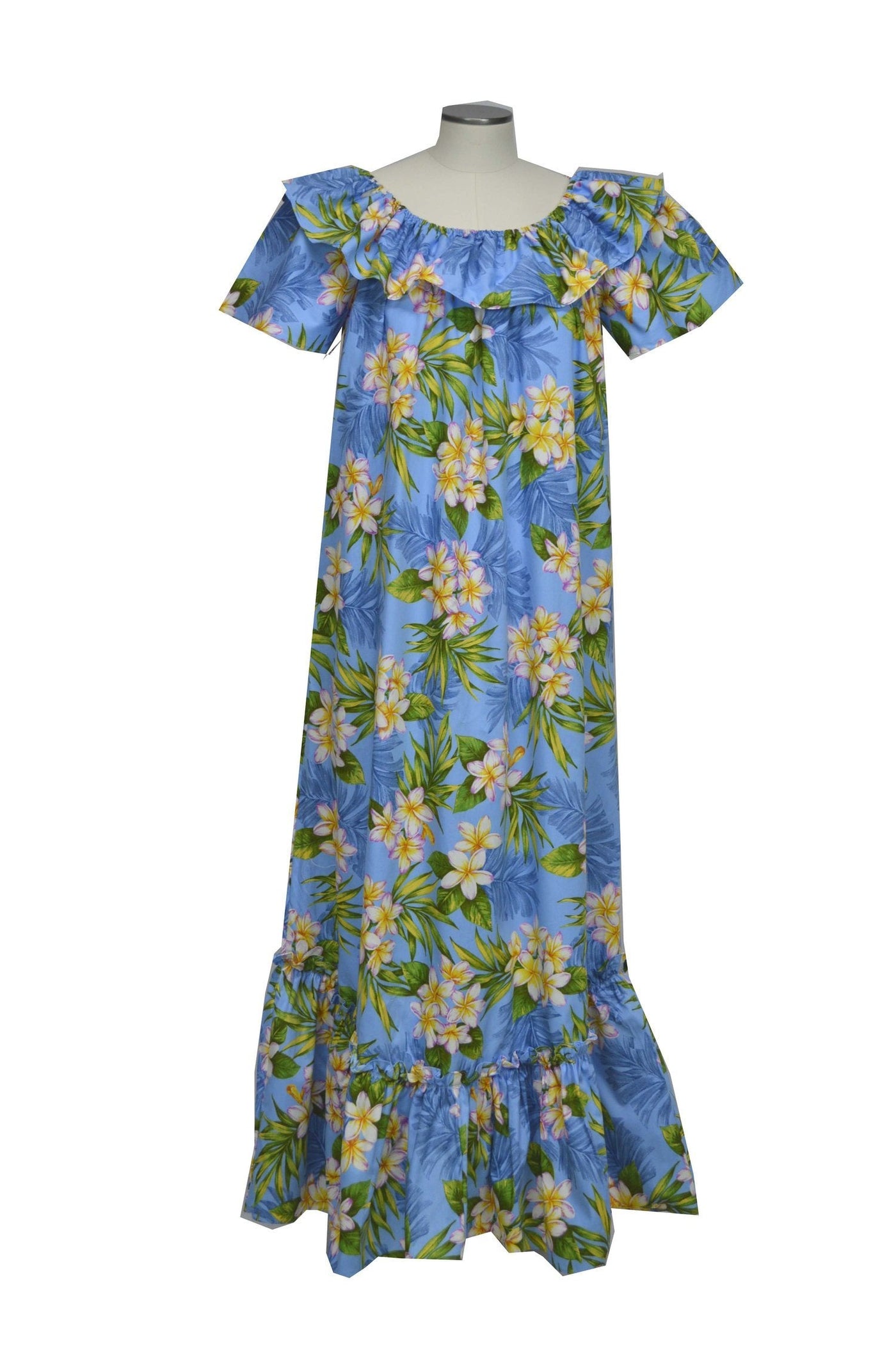 Plumeria Dream Long Cotton Hawaiian Muumuu Dress Made in Hawaii