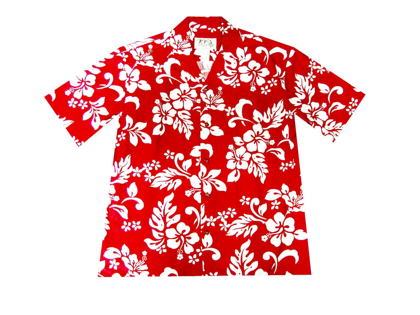 Cotton Hawaiian Shirt Original Hibiscus -Red