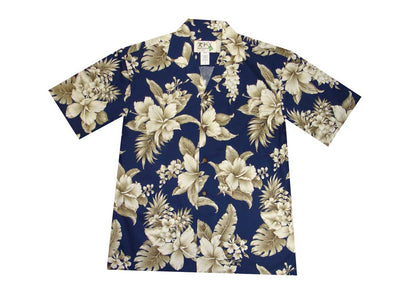 Tropical Flowers Cotton Men's Aloha Shirt