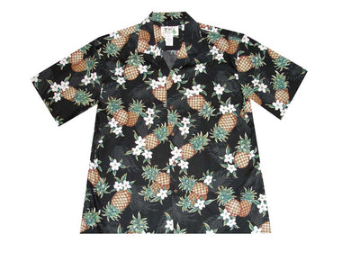Golden Pineapple Cotton Men's Aloha Shirt