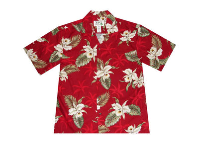 Classis White Orchid Cotton Men's Aloha Shirt