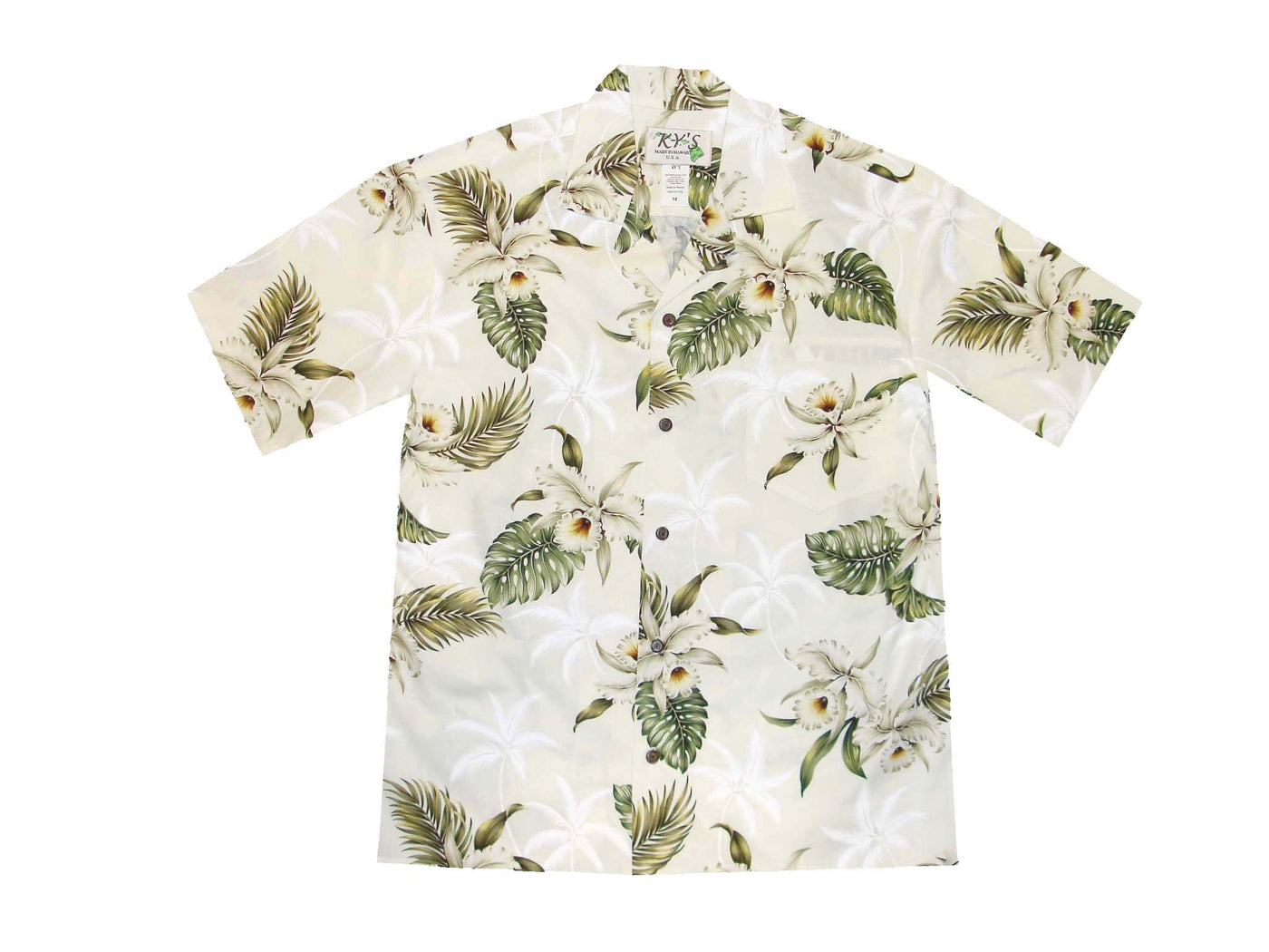 Cotton Hawaiian Shirt Classic Orchid -White