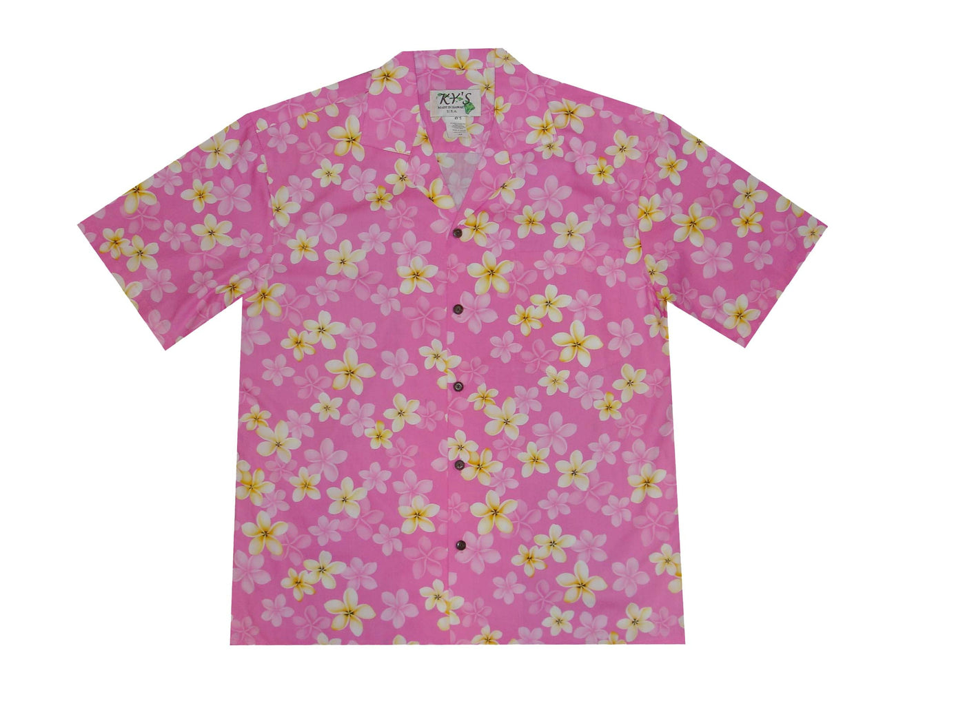 Cotton Hawaiian shirt Plumeria-Pink