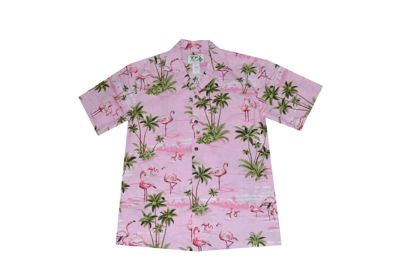 Cotton Hawaiian Shirt Pink Flamingo -Pink