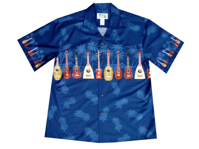 Hawaiian Ukulele Cotton Aloha Shirt