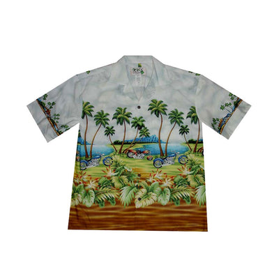 Hawaii Eagle Motorcycle Cotton Aloha Shirt