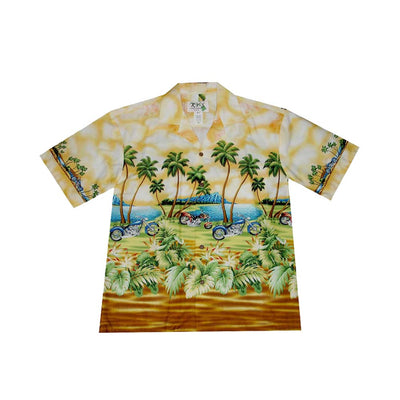 Hawaii Eagle Motorcycle Cotton Aloha Shirt