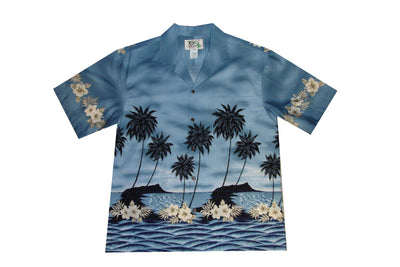 Palm Tree Silhouette Cotton Aloha Shirt