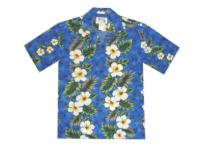 Yellow Hibiscus Cotton Men's Aloha Shirt