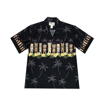 Ky's Hawaiian Cotton Shirt Lucky Tiki-Black