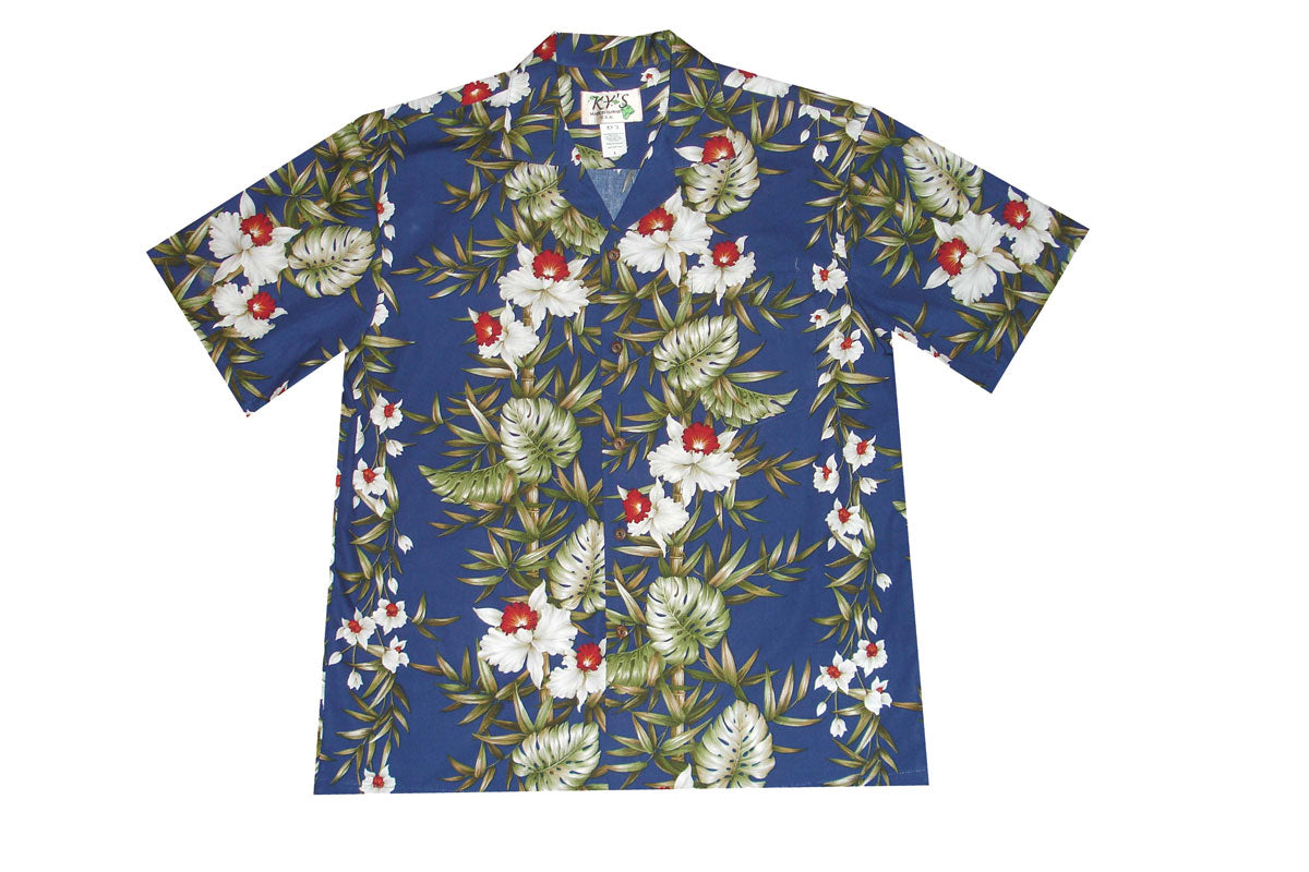 Bamboo Orchid Cotton Men's Aloha Shirt