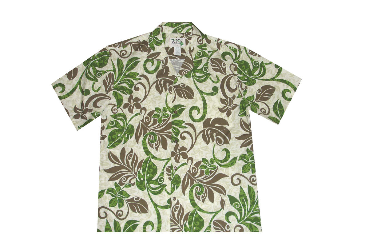 Wind Monstera Cotton Men's Aloha Shirt