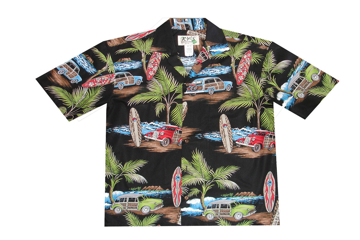 Woody Surfboard Cotton Men's Aloha Shirt