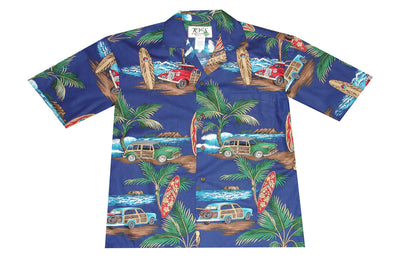 Woody Surfboard Cotton Men's Aloha Shirt