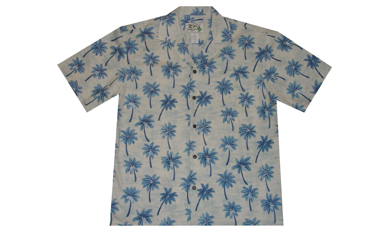 Palm Trees Tropics Cotton Men's Aloha Shirt