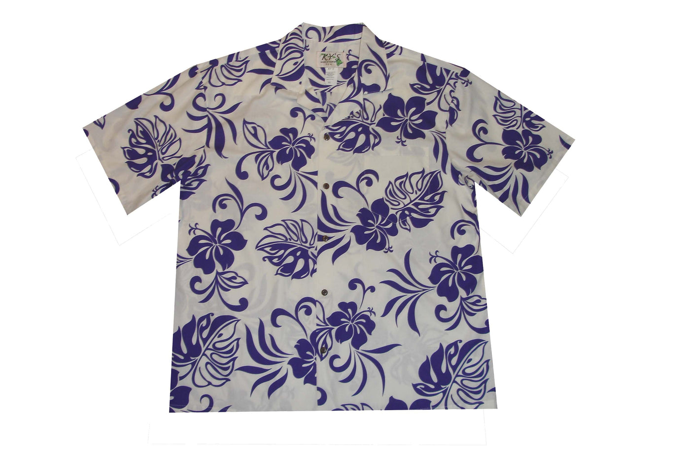 Ky`s Hawaiian Cotton Shirt Classic Hibiscus -Purple