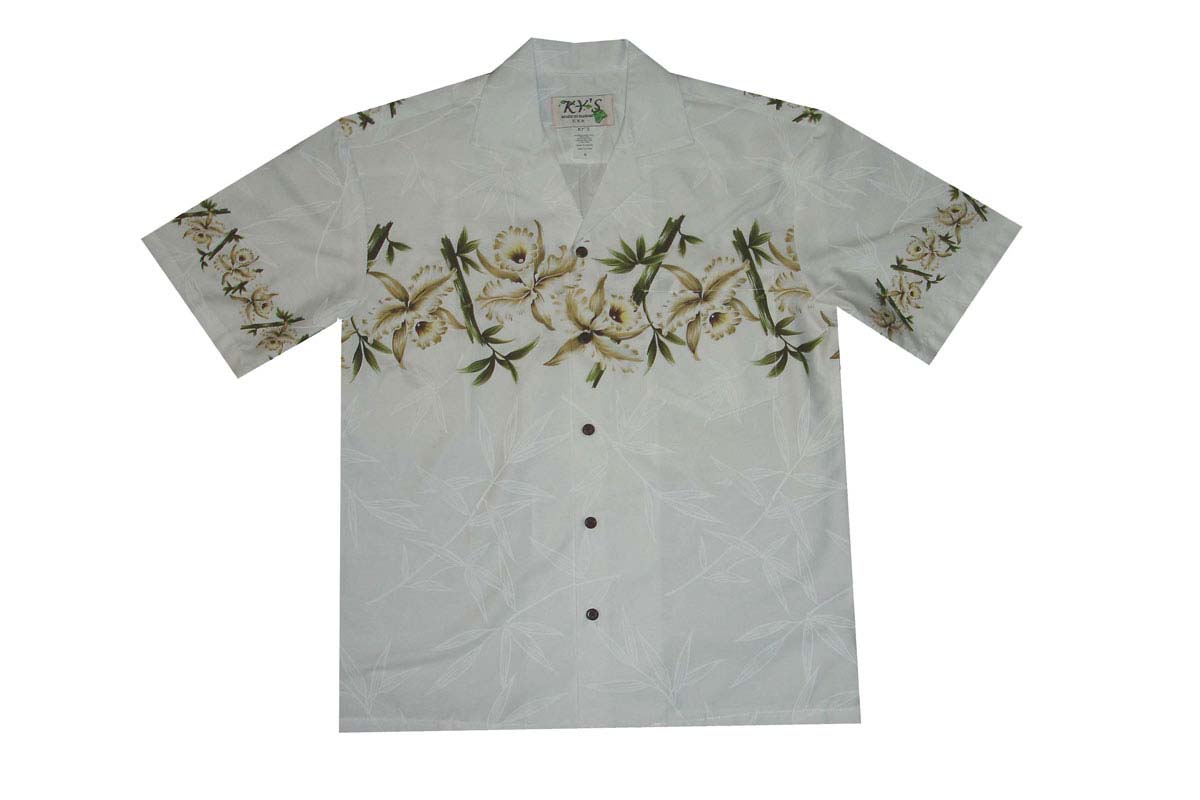 Hawaii Orchid Flowers Cotton Aloha Shirt