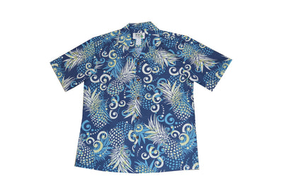 Cotton Men's Aloha Shirt Abstract Pineapple