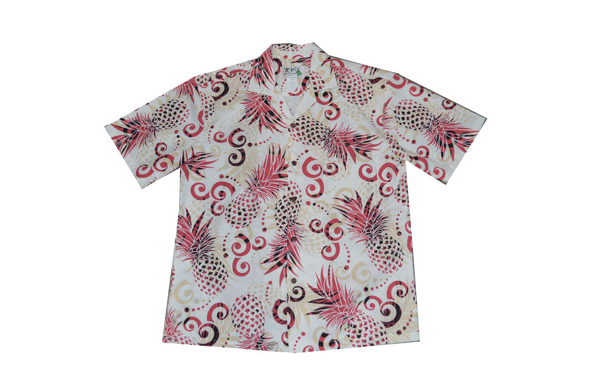 Cotton Men's Aloha Shirt Abstract Pineapple