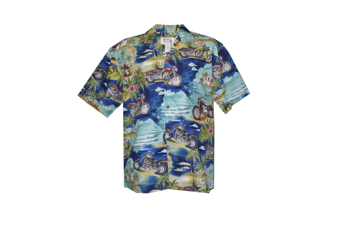 Men's Cotton Aloha Shirt Tantalus Motorcycle