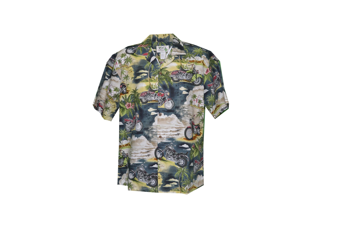 Men's Cotton Aloha Shirt Tantalus Motorcycle