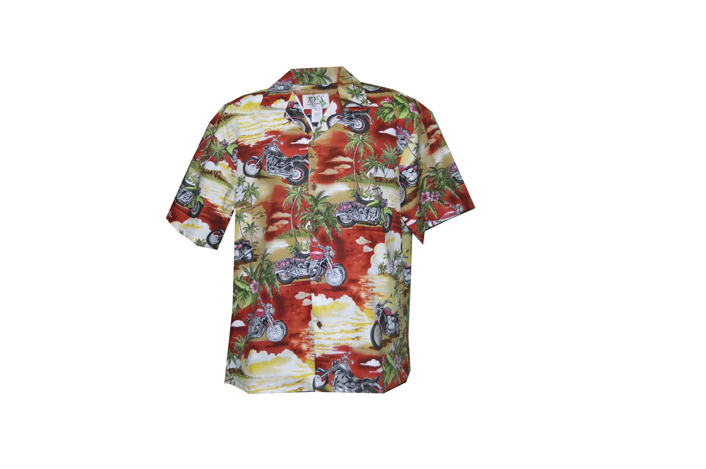 Men's Cotton Aloha Shirt Tantalus Motorcycle