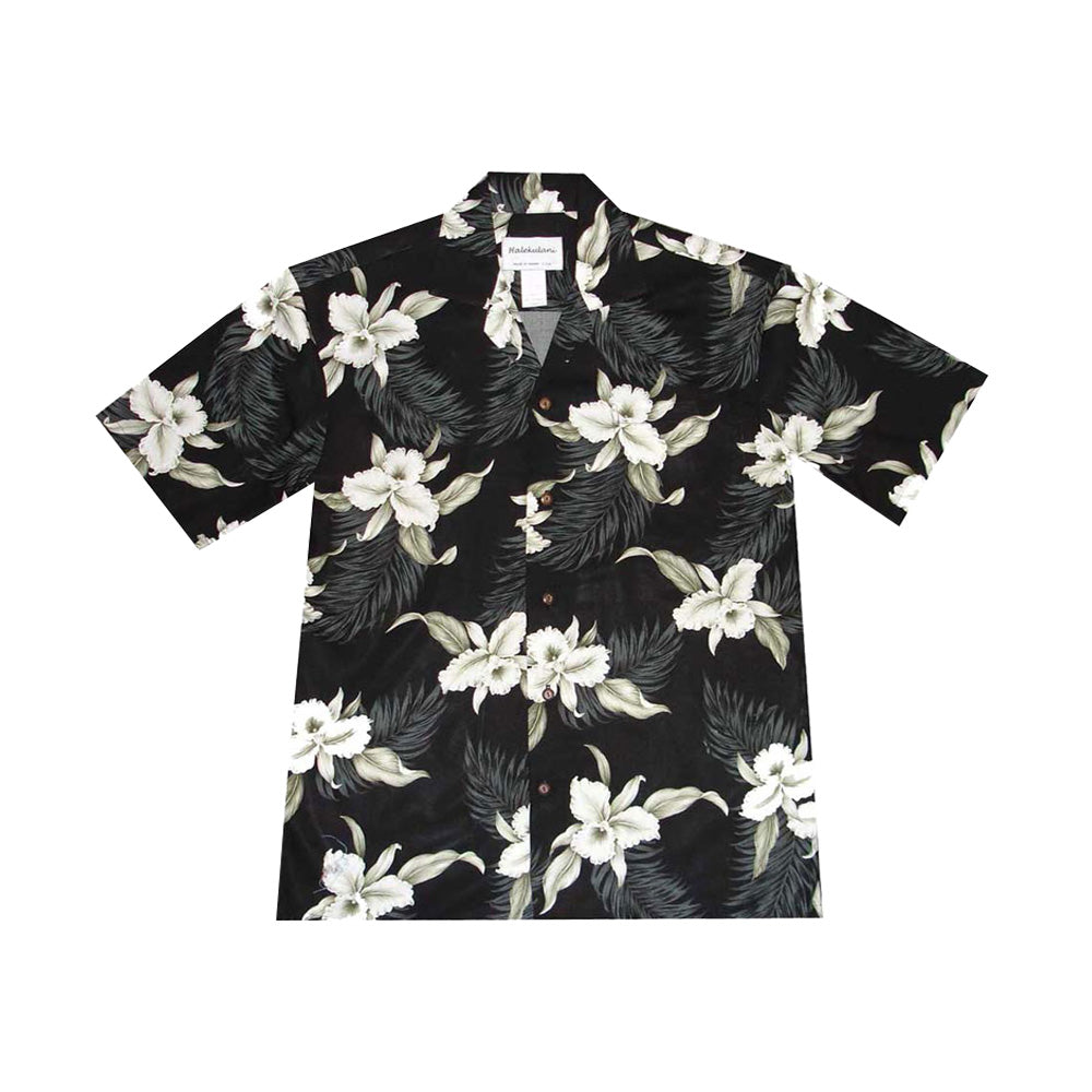 Lulumahu White Orchid Rayon Men's Aloha Shirt