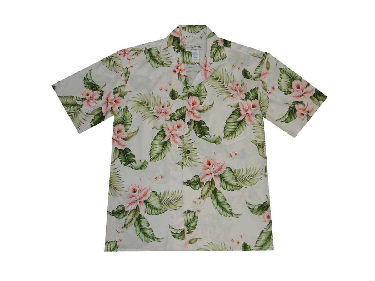 Palolo Coral Orchid Rayon Men's Aloha Shirt