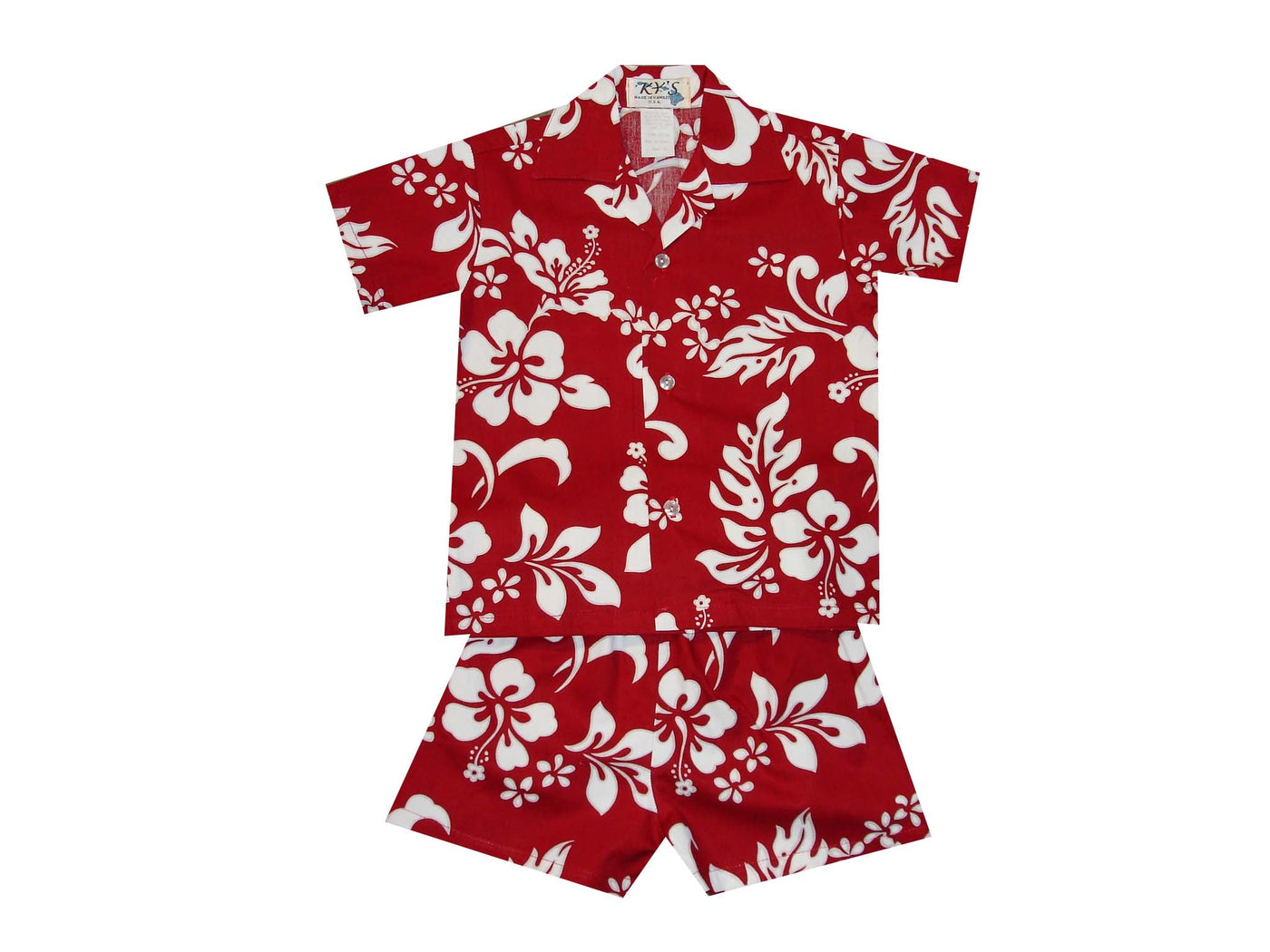 Classic Hibiscus Cotton Hawaiian Boy Shirts and Boy Cabana Sets