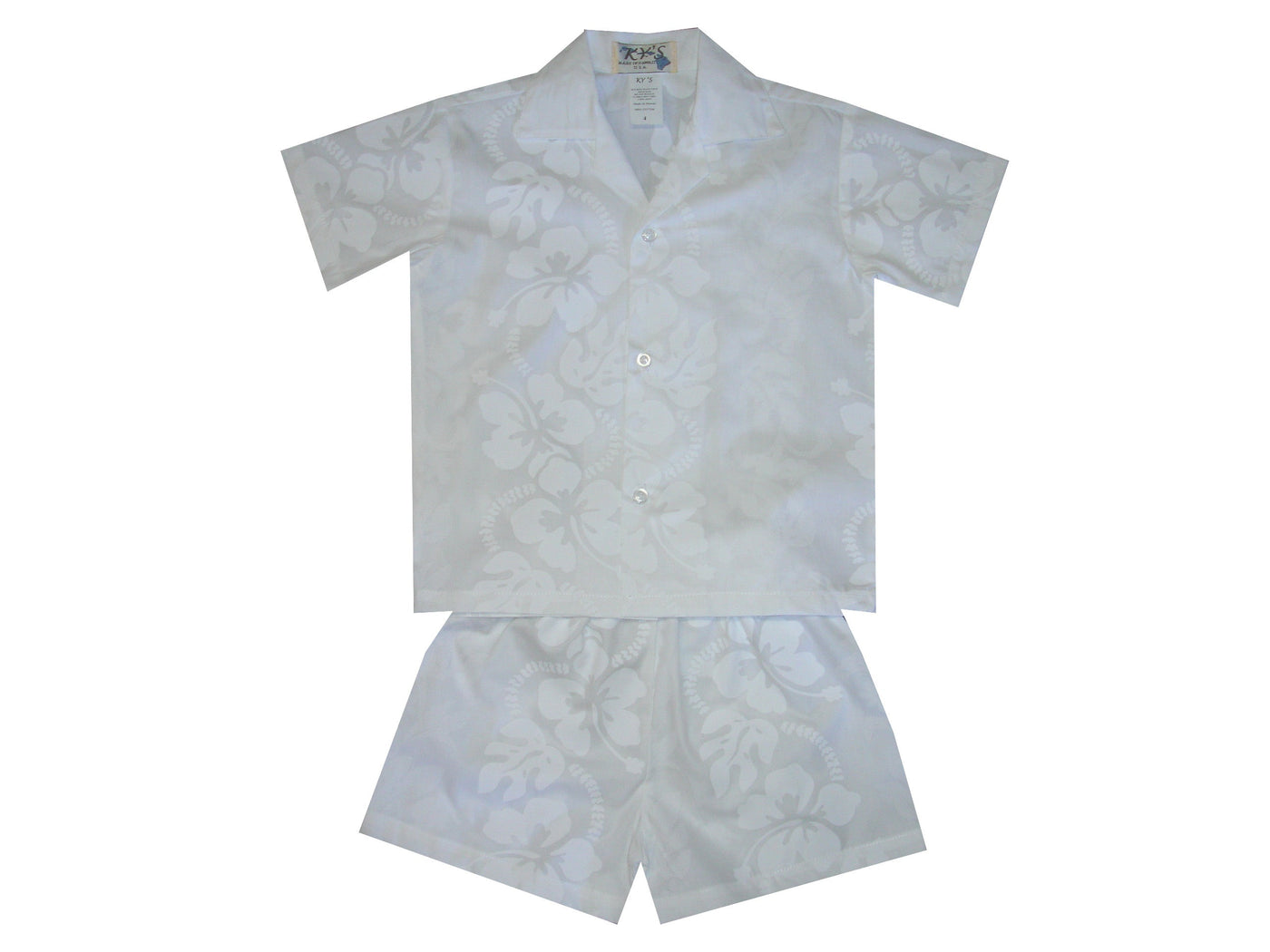 Hawaii Cabana Hawaiian Boy Shirt -White